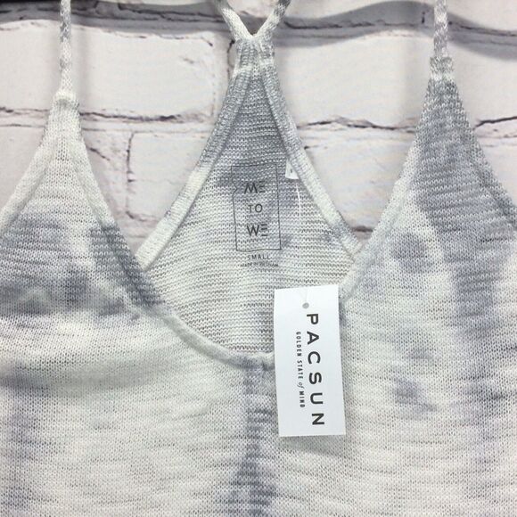 Me to We PacSun Tie Dye Racerback Tank Top Women's Size XS Gray/White Beachy NWT - Picture 2 of 9